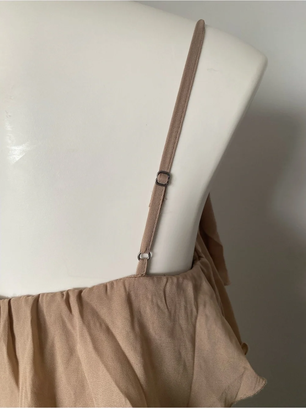 Abercrombie & Fitch Taupe Ruffle-Front Spaghetti Strap Maxi Dress